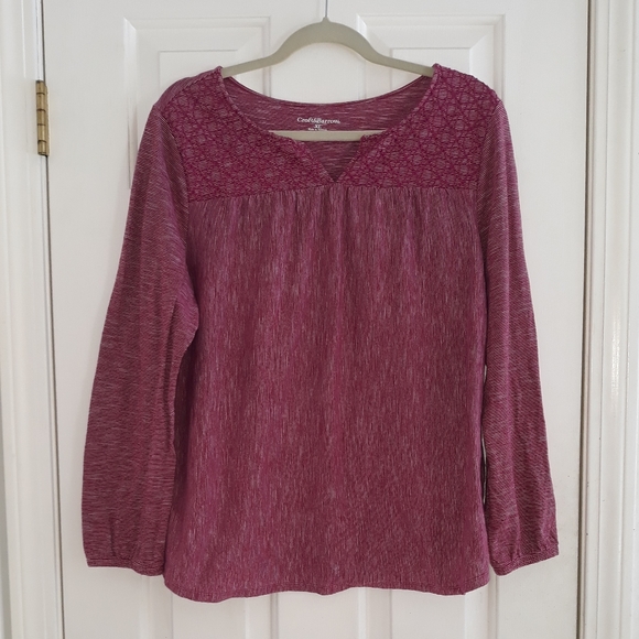 croft & barrow Tops - Women's Long Sleeve Embroidered Top Size XL